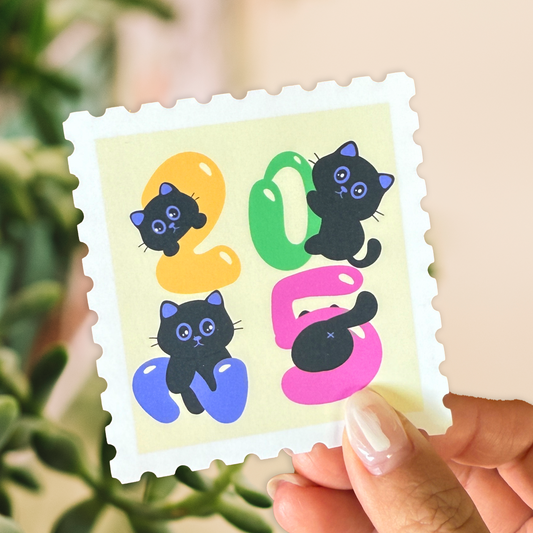 Tomo Cat - 2025 Cat Stamp Stickers - Cute New Year Banner Sticker