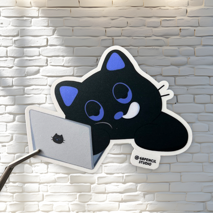 Tomo Cat - I am on Energy Saving Mode Sticker - Lazy Black Cat Sticker