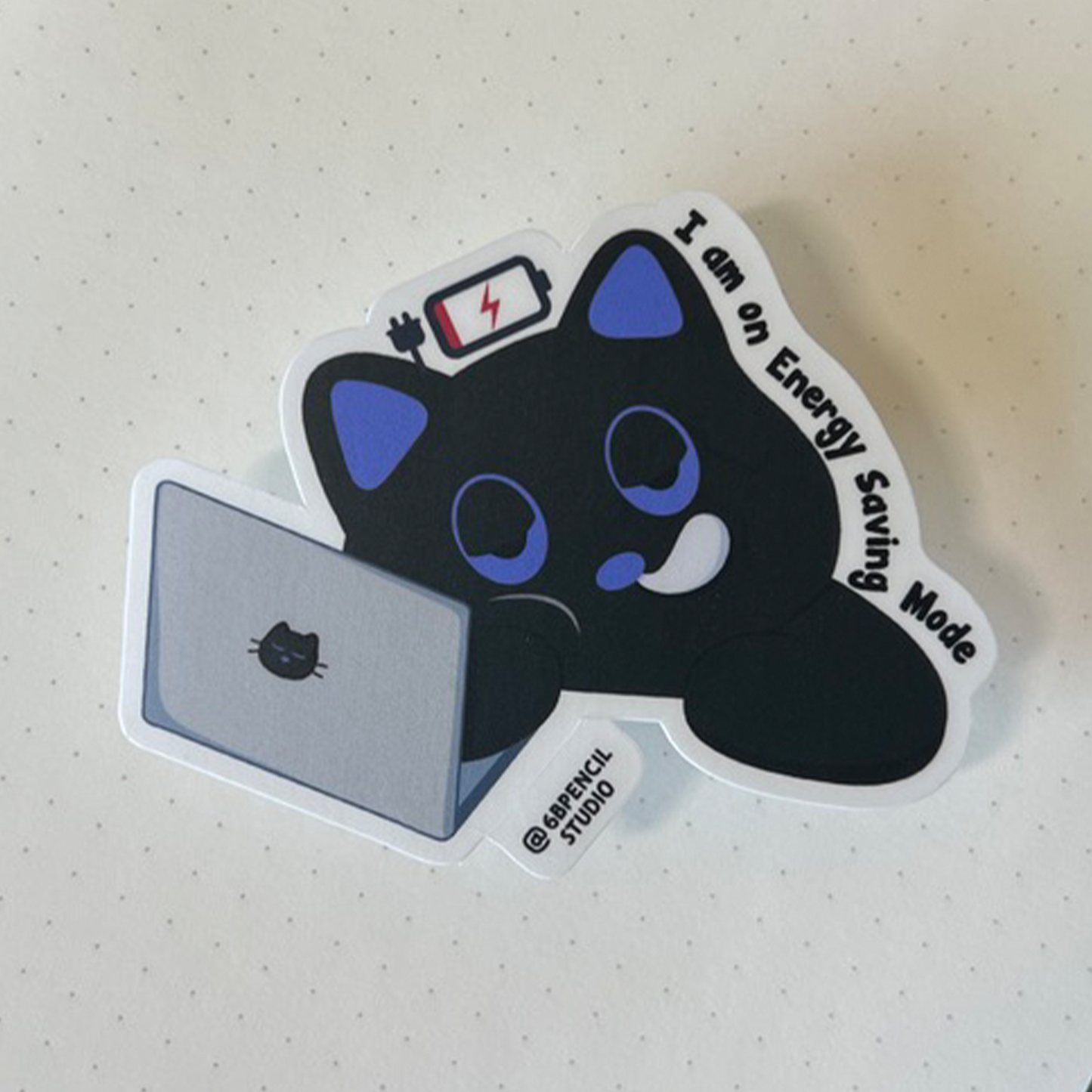 Tomo Cat - I am on Energy Saving Mode Sticker - Lazy Black Cat Sticker