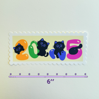 Tomo Cat - 2025 Cat Stamp Stickers - Cute New Year Banner Sticker