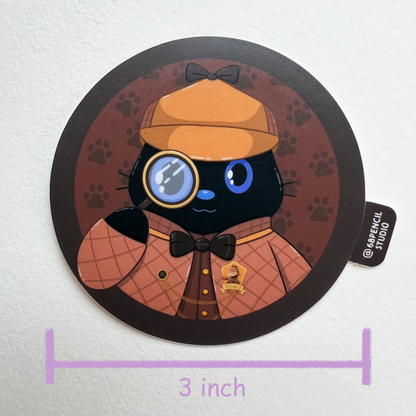 Detective Tomo - Detective Badge - Black Cat Sticker