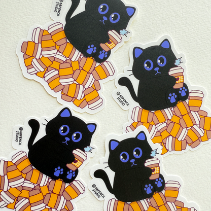 Tomo Cat - My Coffee Solution Sticker