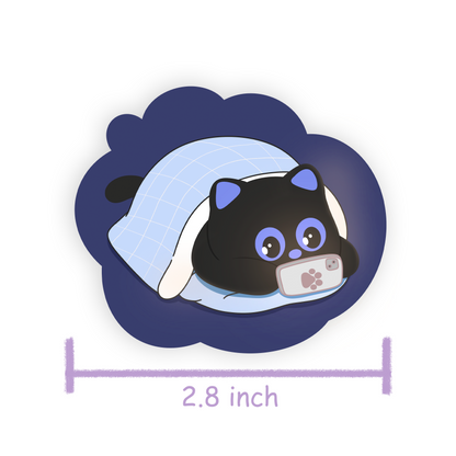Tomo Cat - Staying up Late - Black Cat Sticker