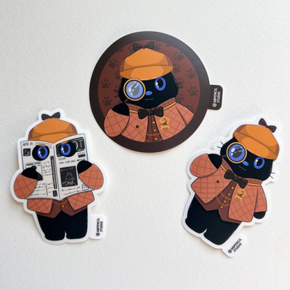 Detective Tomo - Detective Badge - Black Cat Sticker