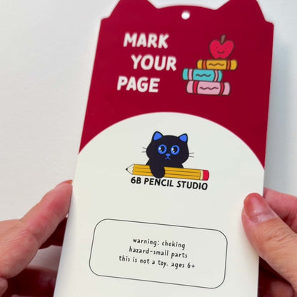 Tomo Cat - Christmas Magnetic Bookmarks – Festive Black Cat in Stocking Design, Set of 4 Cute Holiday-Themed Bookmarks