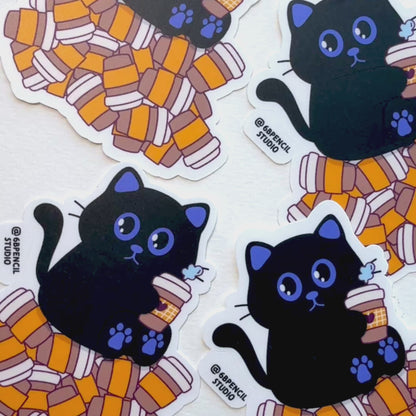 Tomo Cat - My Coffee Solution Sticker
