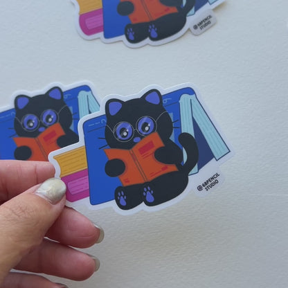 Tomo Cat - Cat Reading Book Sticker