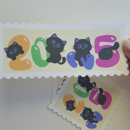 Tomo Cat - 2025 Cat Stamp Stickers - Cute New Year Banner Sticker
