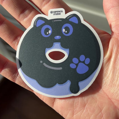 Tomo - Black Cat Donut Sticker - Black Cat Character Sticker