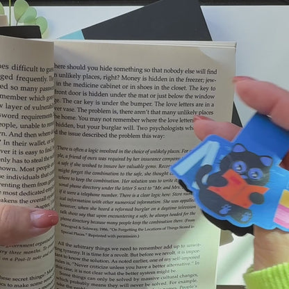 Tomo Cat - Adorable Black Cat Reading Magnetic Bookmark - Cat Magnetic Bookmark