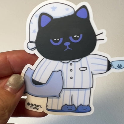 Tomo Cat - Sleepy Cat in Pajamas Sticker