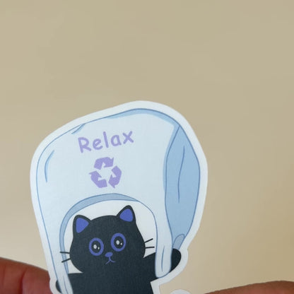 Tomo Cat - Relax Sticker - Black Cat Sticker