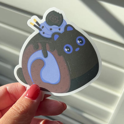 Tomo - Cat Cake Sticker - Black Cat Character Sticker