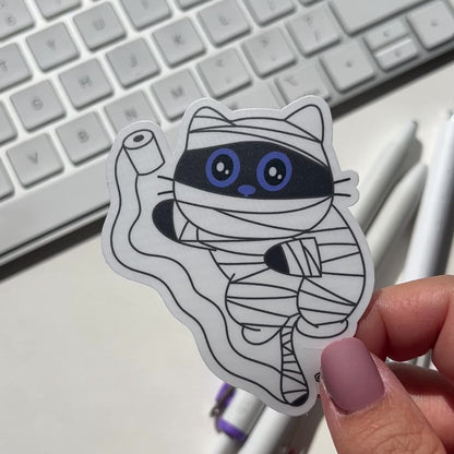 Tomo Cat - Mummy Cat Sticker - Halloween Sticker