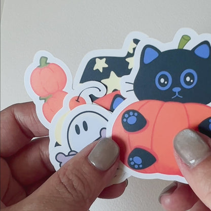 Tomo Cat - Halloween Spooky Cute Cat Sticker Pack - Halloween Sticker