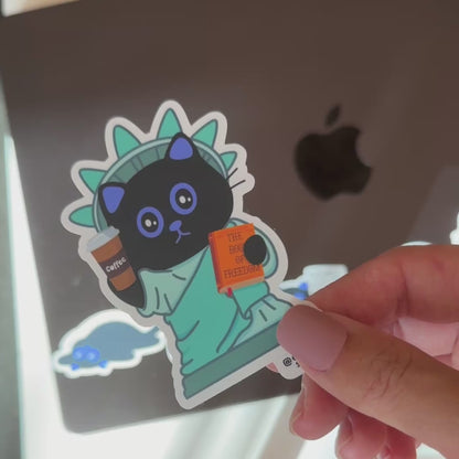Tomo Cat - Statue of Liberty Cat Sticker - Coffee / Ice Cream & Donut Sticker